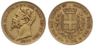 Preview: Sardinien 20 Lire 1860 - Victorivs Emmanvel II.